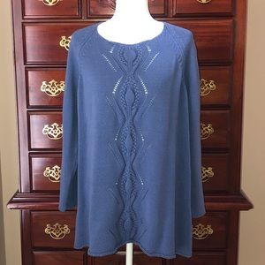 Ellos Cable Sweater with Back Detail